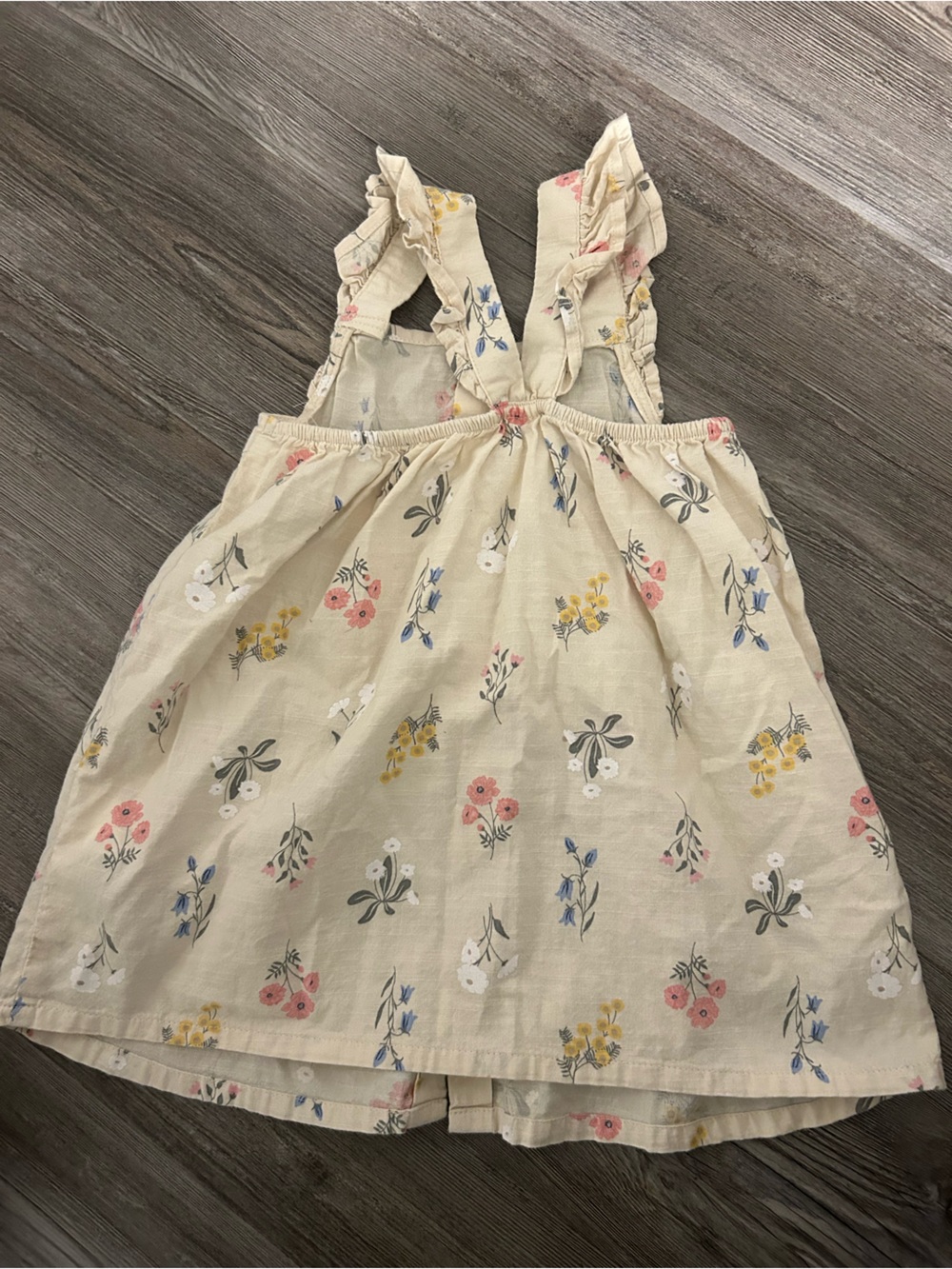 H&M Cream Floral Ruffle-Strap Dress with Pink, Yellow, Blue Blossoms - Picture 5 of 5
